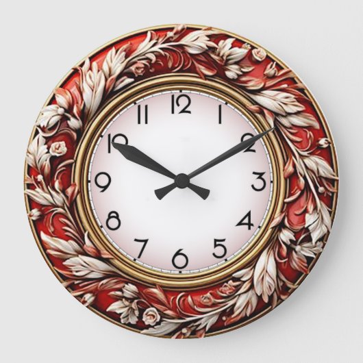 Art Deco Elegante Rode Muur Grote Klok (Voorkant)