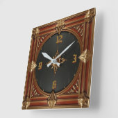 Art Deco Elegante Rood Vierkante Klok (Hoek)