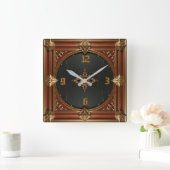 Art Deco Elegante Rood Vierkante Klok (Huis)