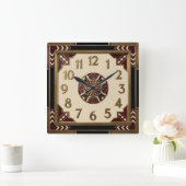 Art Deco Elegante Rood Vierkante Klok (Huis)