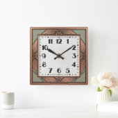 Art Deco Elegante Roze Vierkante Klok (Huis)