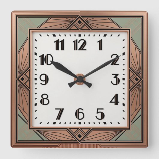 Art Deco Elegante Roze Vierkante Klok (Voorkant)