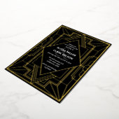 Art Deco Elegante Trouw Goud Folie Uitnodiging (Gedraaid)