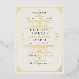 Art Deco Elegante Trouwdag Folie Uitnodiging