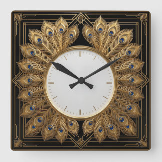 Art Deco Elegante Veer Vierkante Klok
