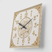 Art Deco Elegante Witte Roos Vierkante Klok (Hoek)