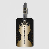 Art deco elegante zwart en gouden victoriaans bagagelabel (Voorkant (verticaal))