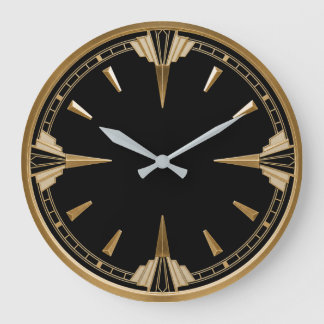 Art Deco Elegante Zwart Grote Klok