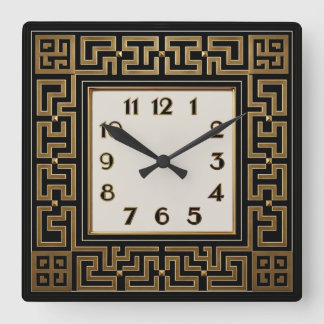Art Deco Elegante Zwart Vierkante Klok