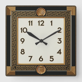 Art Deco Elegante Zwart Vierkante Klok