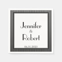 Art Deco Elegante zwart-wit streep bruiloft