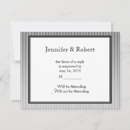 Art Deco Elegante zwart-witte streep RSVP Kaartje