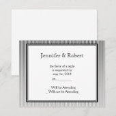 Art Deco Elegante zwart-witte streep RSVP Kaartje (Voorkant / Achterkant)