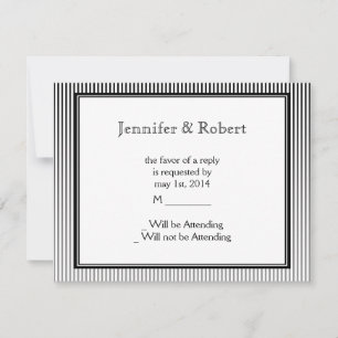 Art Deco Elegante zwart-witte streep RSVP Kaartje