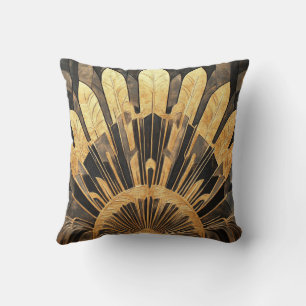Art Deco Elegante Zwarte en Gouden Thuis en Kantoo Kussen