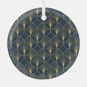 Art Deco Elegantie: Fan Motieven Glas Ornament
