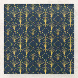 Art Deco Elegantie: Fan Motieven Glazen Onderzetter