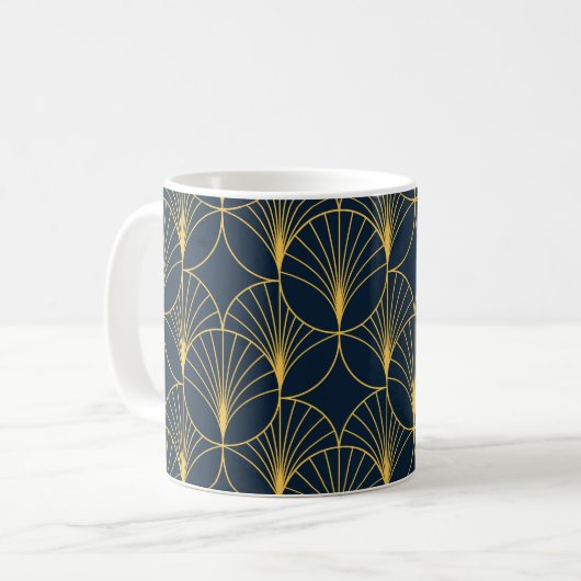 Art Deco Elegantie: Fan Motieven Koffiemok (Voorkant links)
