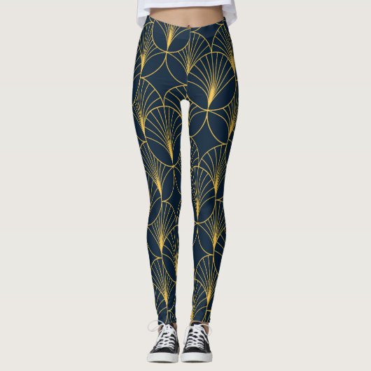 Art Deco Elegantie: Fan Motieven Leggings (Voorkant)