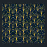 Art Deco Elegantie: Fan Motieven Poster<br><div class="desc">elegant Art Deco stijl naadloos patroon met waaiervorm gouden motieven op donkerblauwe achtergrond. Geometrisch abstract textuur  patroon. Omarm de Native American stijl met deze ingewikkelde illustratie.  Elegantie in Indiaanse stijl. deco,  patroon,  naadloos,  cirkel,  motief,  palm,  ventilator,  golden,  blad,  achtergrond,  geometrisch,  goud,  illustratie,  bloemig,  textuur,  luxe,  lijn,  modern,  tegel,  cirkelvormig</div>