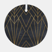 Art Deco Elegantie: geometrische glamour Glas Ornament (Achterkant)