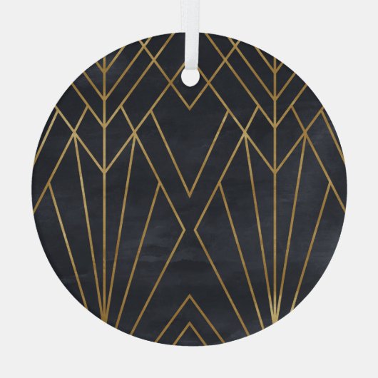 Art Deco Elegantie: geometrische glamour Glas Ornament (Achterkant)