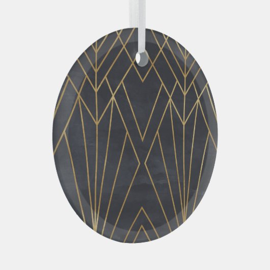 Art Deco Elegantie: geometrische glamour Glas Ornament (Voorkant Rechts)