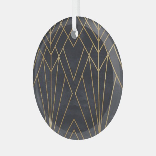 Art Deco Elegantie: geometrische glamour Glas Ornament (Voorkant links)