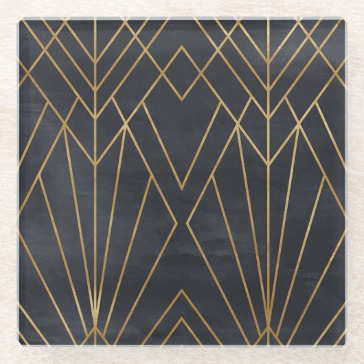 Art Deco Elegantie: geometrische glamour Glazen Onderzetter (Voorkant)