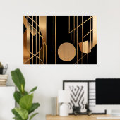 Art Deco Elegantie Gouden Lijnen Poster (Thuiskantoor)