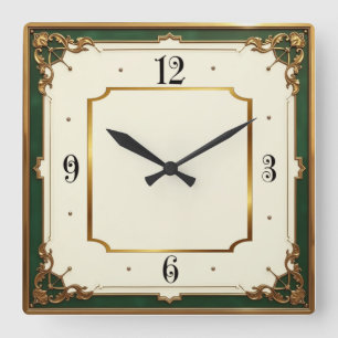 Art Deco Elegantie Vierkante Klok