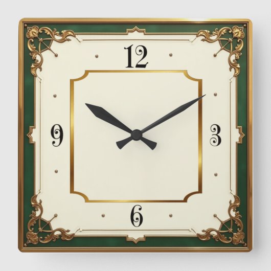Art Deco Elegantie Vierkante Klok (Voorkant)