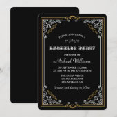 Art Deco Elegantie Zwart Goud Bachelorfeest Kaart (Voorkant / Achterkant)