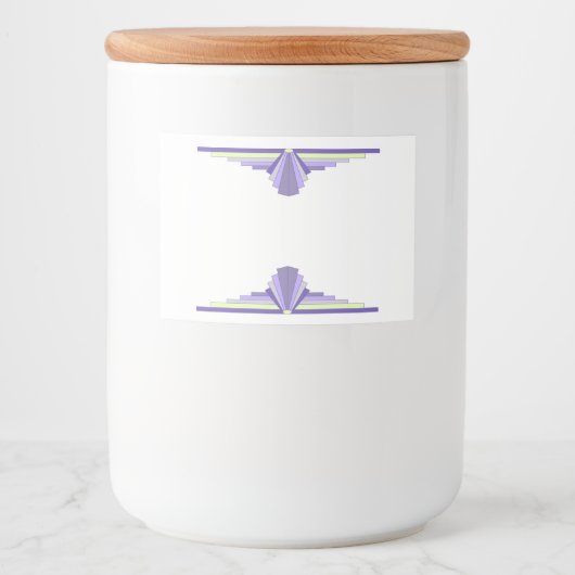 Art deco element in purple & lemon voedselcontainer etiket (Voorkant)