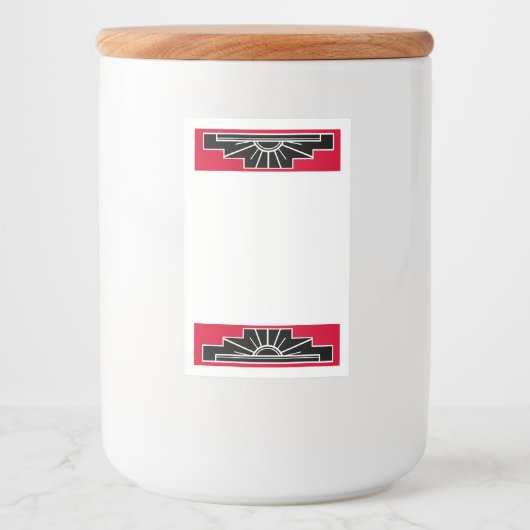 Art deco element in red & black food label voedselcontainer etiket (Voorkant)
