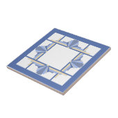 Art deco elementen in crème & asblauw tegeltje (Zijkant)