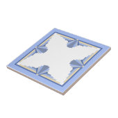 Art deco elementen in crème & asblauw tegeltje (Zijkant)