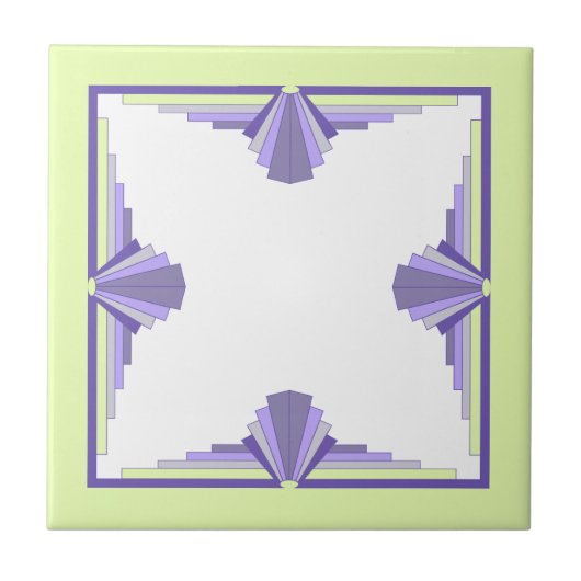Art deco elementen in druif, citroen & lila tegeltje (Voorkant)