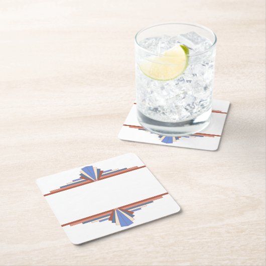 Art deco elementen in roos goud & blauw 10d kartonnen onderzetters (Insitu)