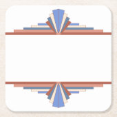 Art deco elementen in roos goud & blauw 10d kartonnen onderzetters (Voorkant)