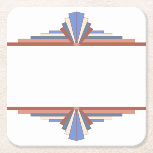 Art deco elementen in roos goud & blauw 10d kartonnen onderzetters (Voorkant)