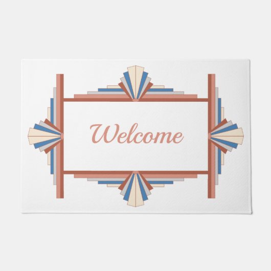 Art deco elementen in roos goud, bruin & blauw mat (Voorkant)