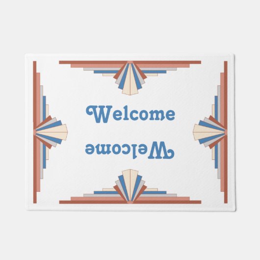 Art deco elementen in roos goud, bruin & blauw mat (Voorkant)