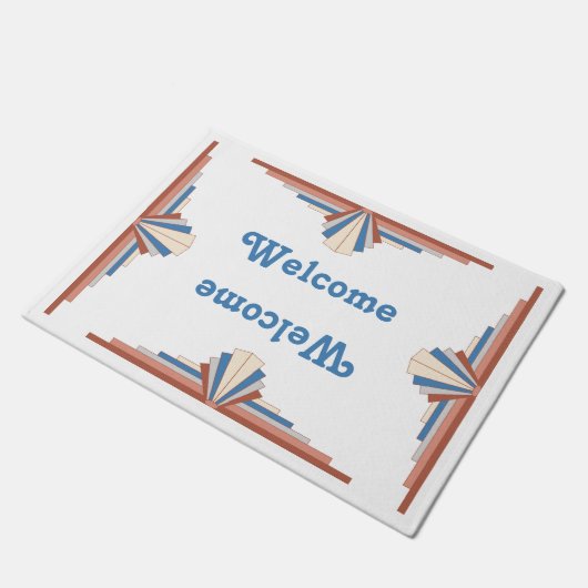 Art deco elementen in roos goud, bruin & blauw mat (Schuin)