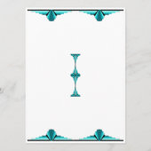 Art deco elements in teal green menu (Achterkant)