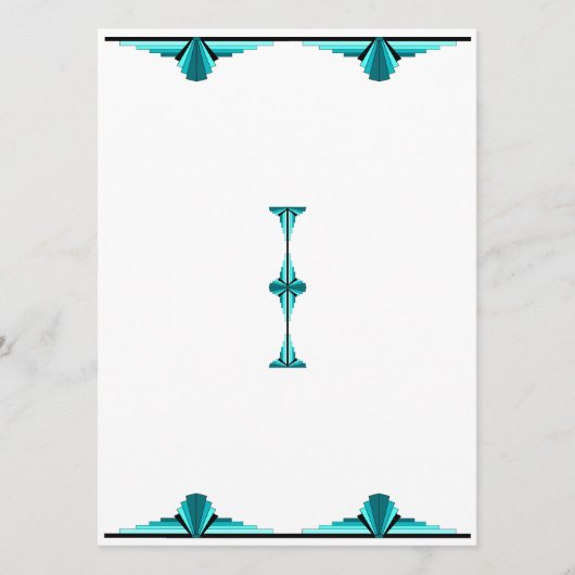 Art deco elements in teal green menu (Voorkant)