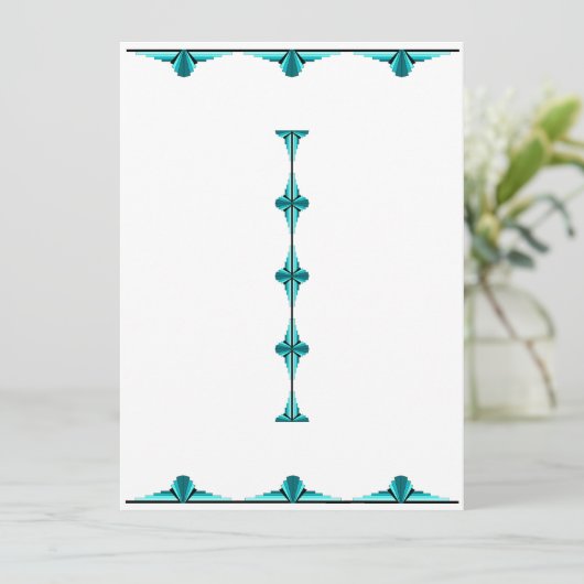 Art deco elements in teal green menu (Staand voorkant)