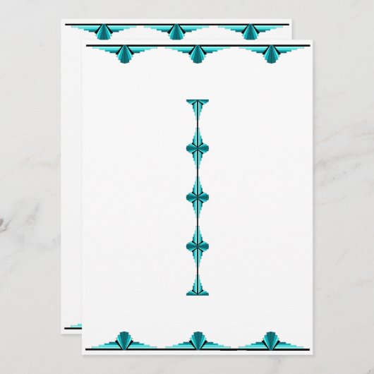 Art deco elements in teal green menu (Voorkant / Achterkant)
