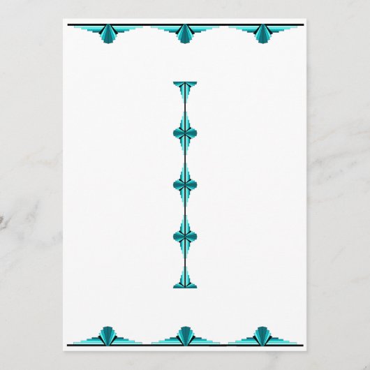 Art deco elements in teal green menu (Voorkant)