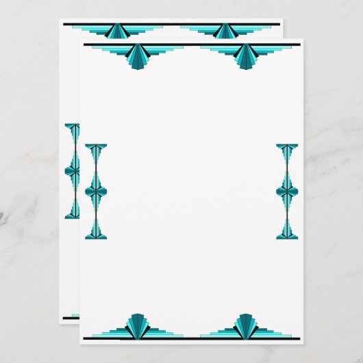 Art deco elements in teal green menu (Voorkant / Achterkant)
